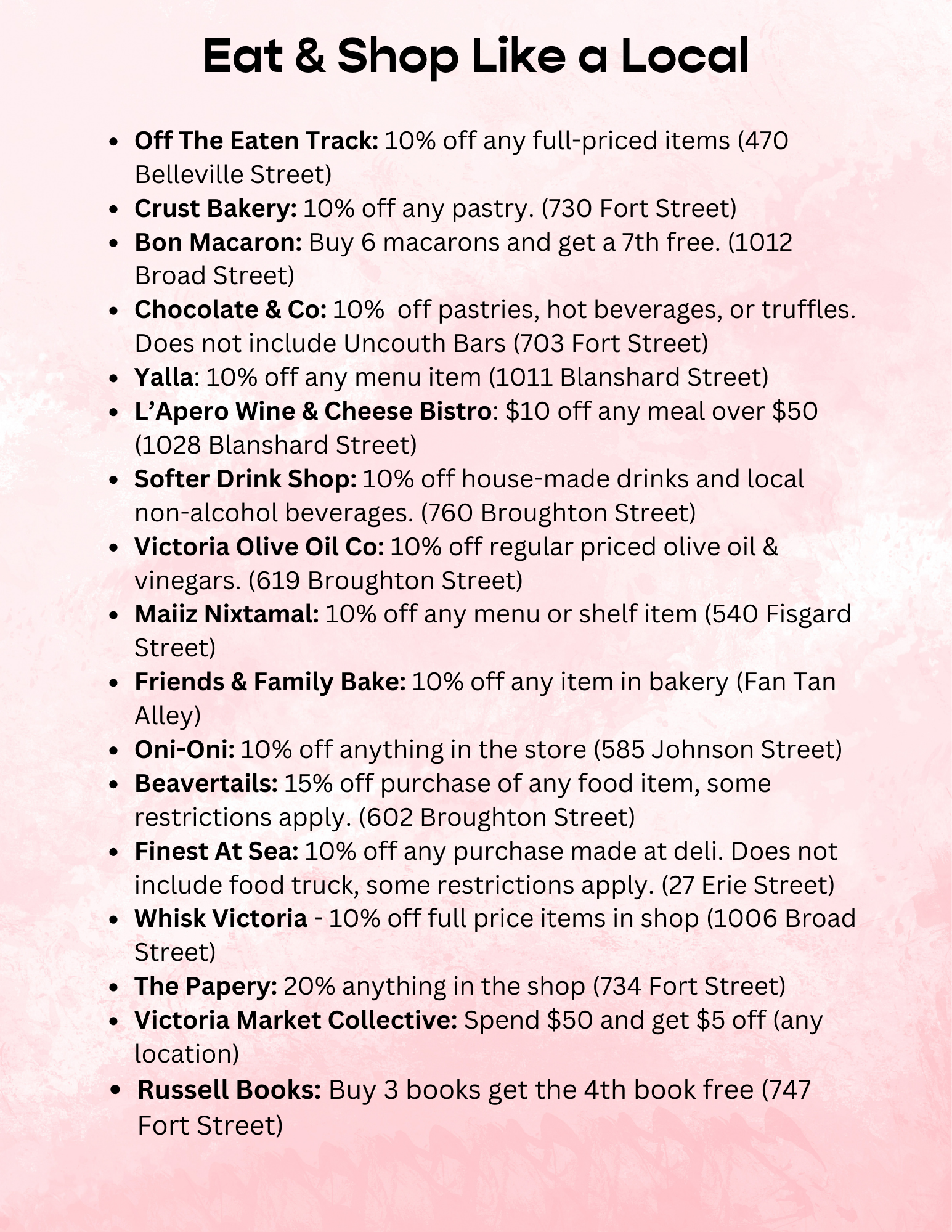 eat and shop like a local card