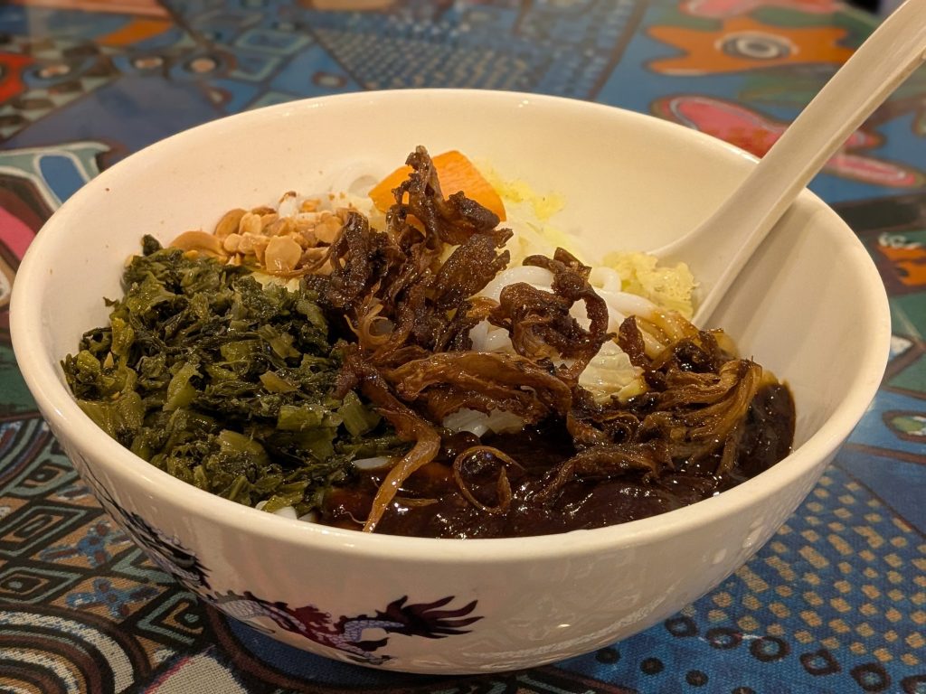 big bowl of noodles with toppings from Little Yunnan restaurant